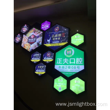 Customized Hexagonal Shaped Fabric Advertising LED Light Box